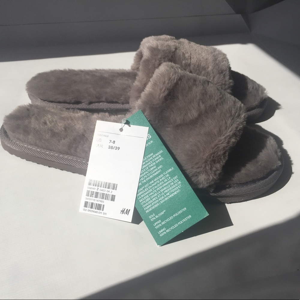 H&M Faux Fuzzy Slippers